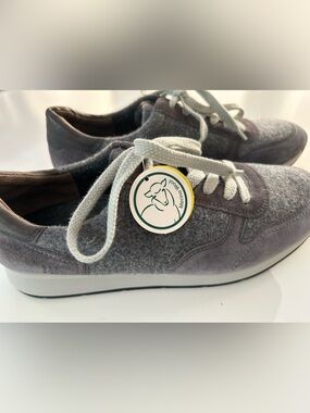Paul Green Josie Sneakers in Grey Merino Wool and Suede